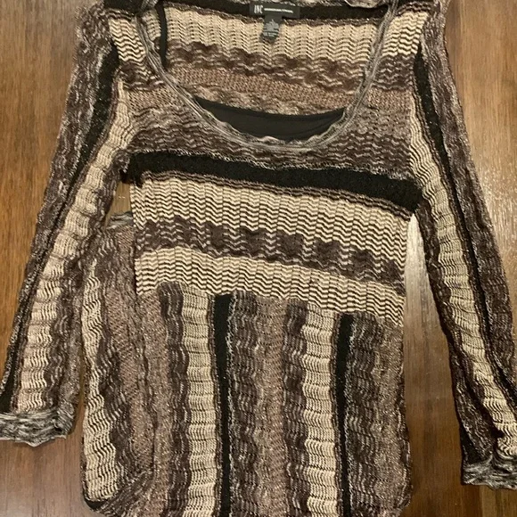 INC black gold crochet dress fully lined size large